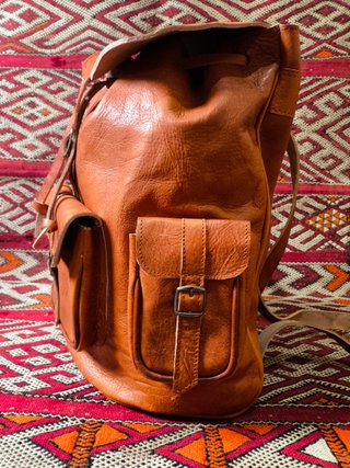 Mochila Marroquí Artesanal Cuero Marrón