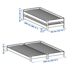 Cama apilable IKEA UTÅKER x2 + colchones.