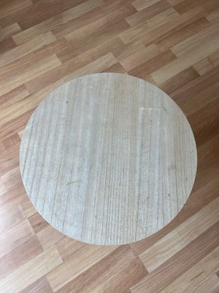 Mesa Auxiliar Redonda Metal Blanco y Madera
