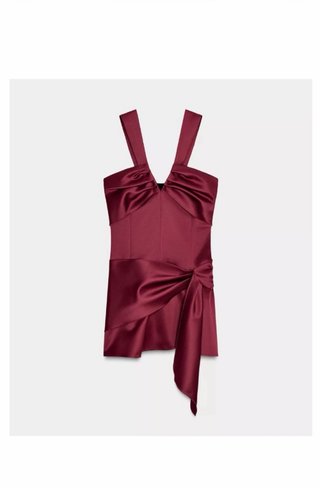 Vestido satén granate ZARA