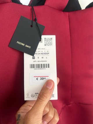 Vestido satén granate ZARA