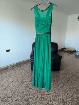 Vestido fiesta largo verde talla 36-38