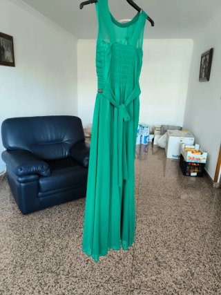 Vestido fiesta largo verde talla 36-38