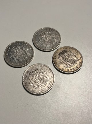 Lote 4 monedas 5 pesetas Alfonso XIII