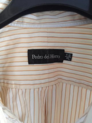 Camisa Pedro del Hierro rayas beige/rojo