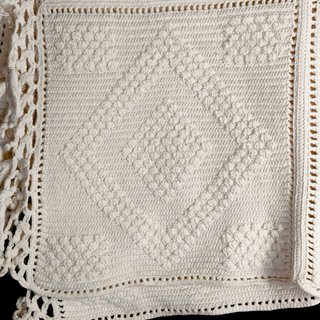 Colcha de crochê artesanal vintage branca grande