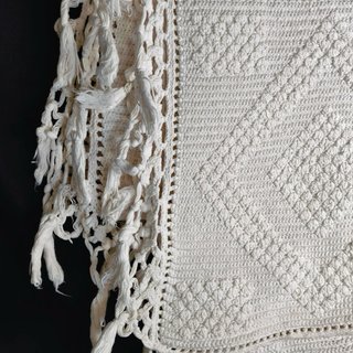 Colcha de crochê artesanal vintage branca grande
