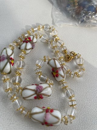 Collana Murano perle bianche e oro