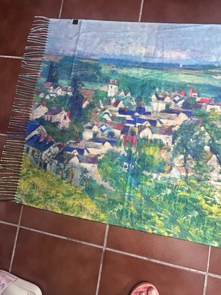 Pañuelo reversible de lana con flecos