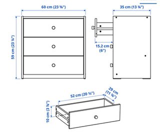 Cajonera Ikea 3 cajones  Cómoda de madera