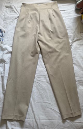 Pantalones Zara Pinza Beige Talla M