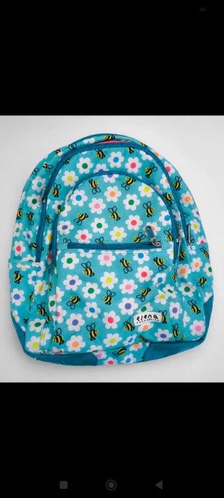 Mochila juvenil con estampado de flores y abejas