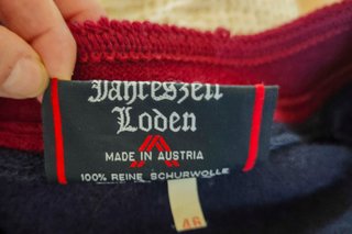 Chaqueta Loden Lana Mujer Azul y Rojo