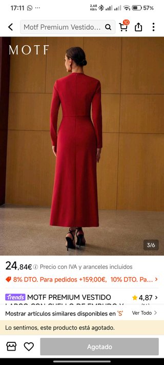Vestido largo rojo MOTF Premium talla M