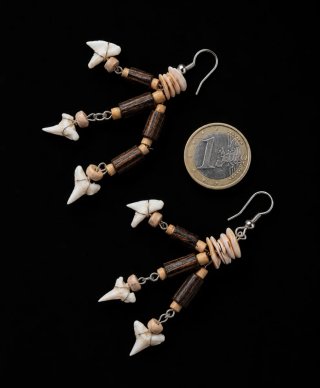 Pendientes artesanales boho madera y conchas (1)