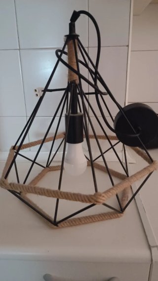 Lámpara Techo Diseño Diamante Metal Y Cuerda