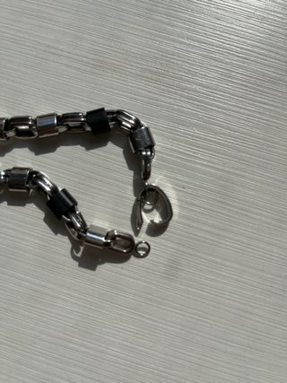 Pulsera Acero Inoxidable Negra y Plateada