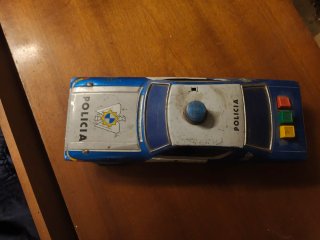 Coche Policía Juguete Antiguo Azul