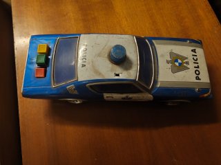 Coche Policía Juguete Antiguo Azul
