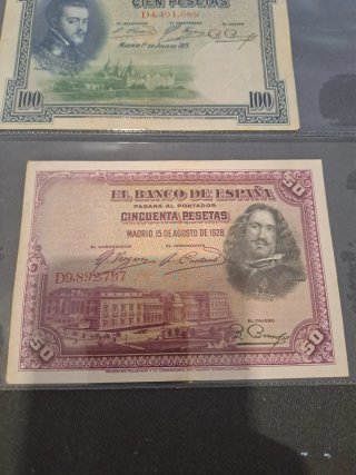Lote 3 Billetes Pesetas España (500, 100, 50)