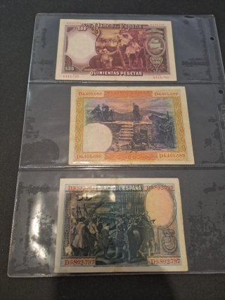 Lote 3 Billetes Pesetas España (500, 100, 50)