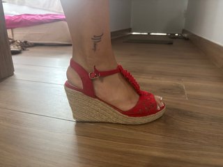 Sandalias cuña esparto rojas