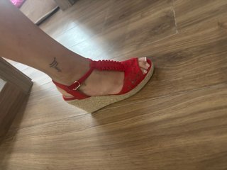 Sandalias cuña esparto rojas
