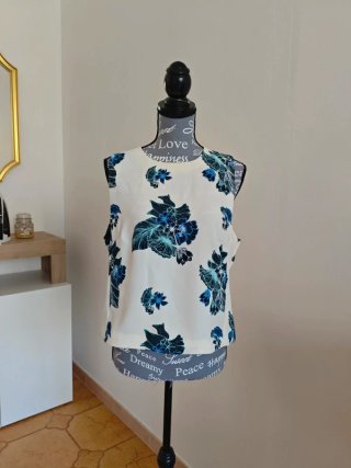 Top H&M Bianco Fiori Blu tg. 46 euro