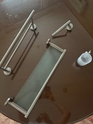 Espejo Redondo con Cuerda + accesorios baño