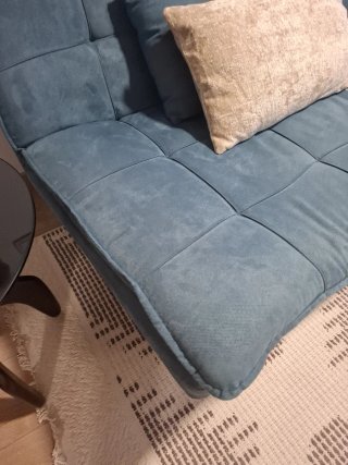 Sofá Cama Azul Tela y Metal.