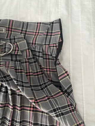 Falda Plisada Cuadros Gris y Rosa, con cremallera