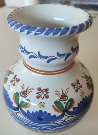 Jarrón Cerámica Española Tradicional Azul y Blanco