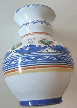 Jarrón Cerámica Española Tradicional Azul y Blanco