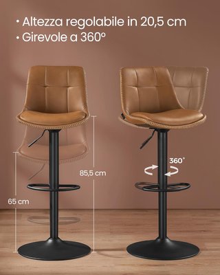 Set di 2 Sgabelli da Bar, Sedie da Bar Girevoli Re
