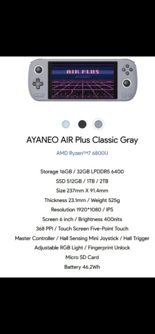 Consola Portátil Ayaneo Air Plus Ryzen 7 6800U