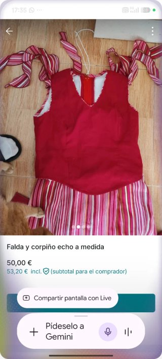 Falda y corpiño hecho a medida 36/38
