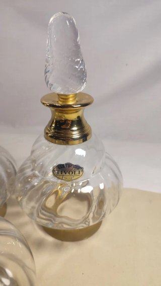 Juego tocador cristal y oro Tivoli