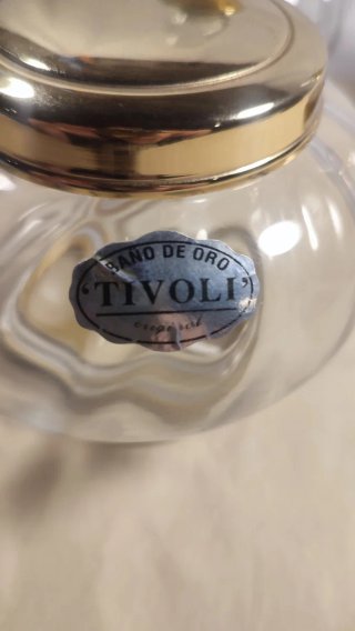 Juego tocador cristal y oro Tivoli