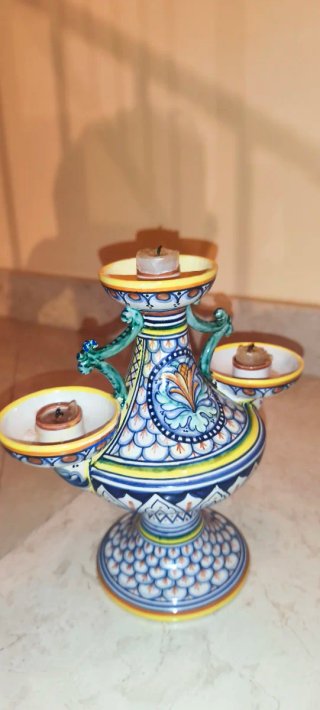 Candelabro Maiolica Deruta 3 Luci Dipinto a Mano