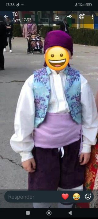 Traje fallero saragüell azul y morado