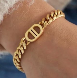 Pulsera cadena acero inoxidable dorada