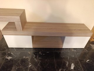 Mueble salón modular roble y blanco