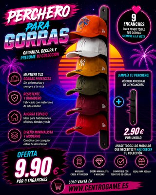 Perchero para Gorras - 9 Enganches
