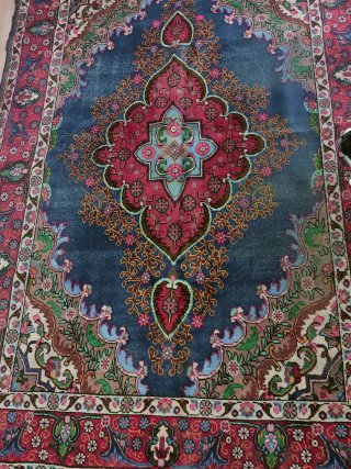 Alfombra persa lana anudada a mano 290x195 vintage