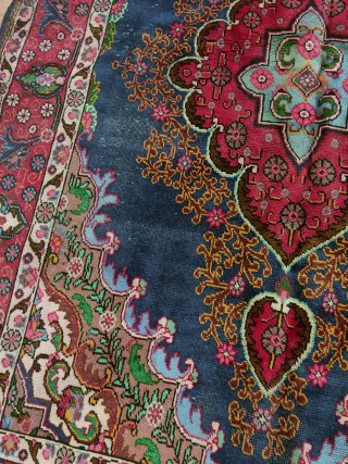 Alfombra persa lana anudada a mano 290x195 vintage