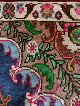 Alfombra persa lana anudada a mano 290x195 vintage