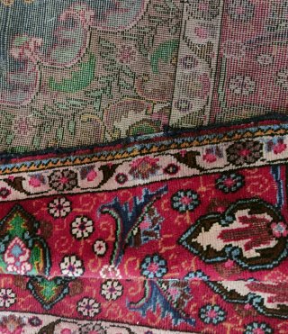 Alfombra persa lana anudada a mano 290x195 vintage