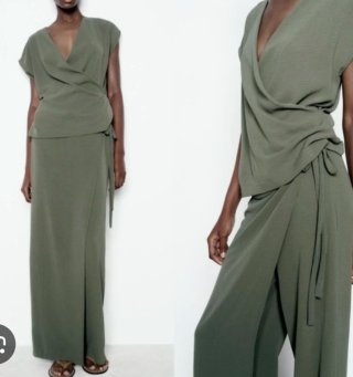 Conjunto Zara verde oliva