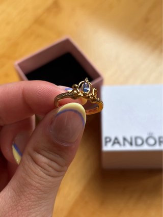 Anillo Pandora Cenicienta Azul y Dorado