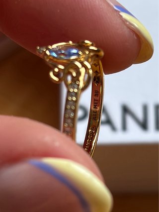 Anillo Pandora Cenicienta Azul y Dorado